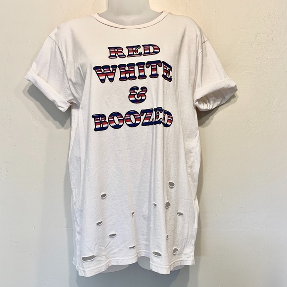 Project Social T Tops - Project Social T | NWT Patriotic Logo Shredded Tee